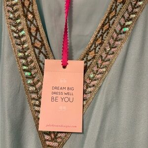 JB by Julie Brown Light Blue Dress with Gold Accents